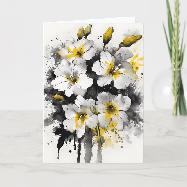 Carte Wallflower - Fleurs aquarelles (Devant)