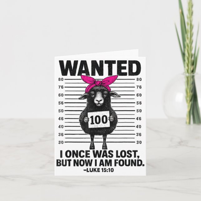 Carte Wanted I Once Was Lost Funny Sheep Quotes Jesus Ch (Devant)