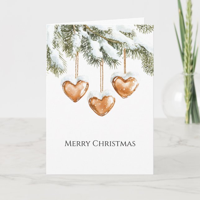 Carte Warm Creamy Caramel Hearts Christmas Tree Branches (Devant)