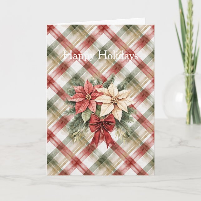 Carte Warm Red Green Cream Christmas Floral (Devant)