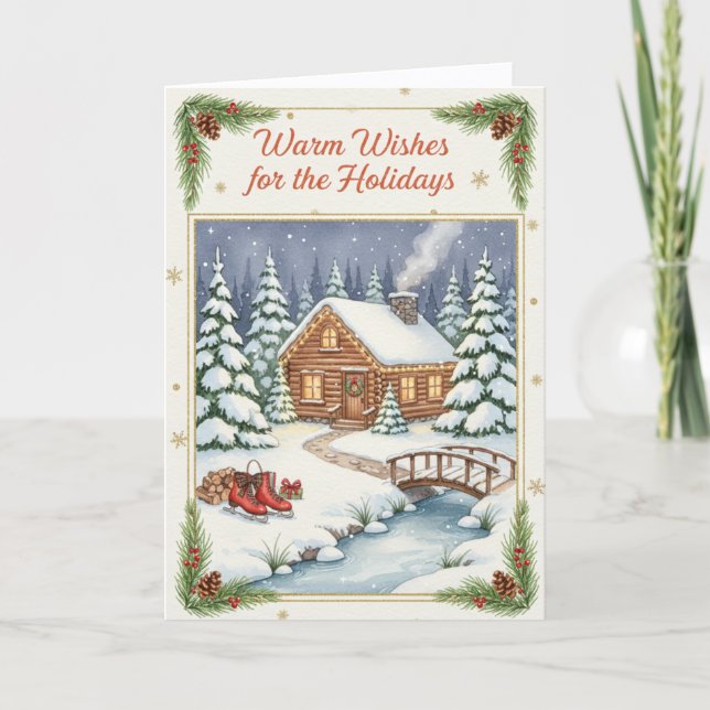 Carte Warm Wishes for the Holidays Folded Greeting Card (Devant)