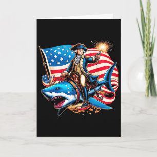 Carte Washington à cheval sur un requin drôle du 4 juill
