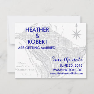 Carte Washington DC Save the Date (carte grise)
