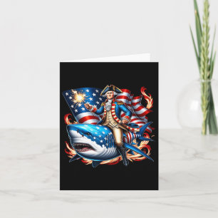 Carte Washington Riding Shark Funny Juillet 4 American F