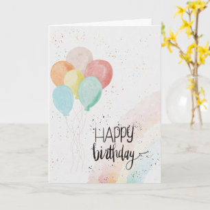 Carte Watercolor Balloon Modern  Happy birthday