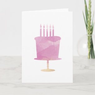Carte Watercolor Birthday Card - Pink Birthday Cake