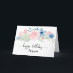 Carte Watercolor Blush Pink Roses Happy Birthday<br><div class="desc">Watercolor Blush Pink Roses Happy Birthday Card</div>