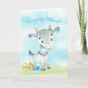 Carte Watercolor Boy Chèvre Farm