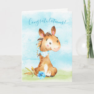 Carte Watercolor Boy Horse Farm Félicitations