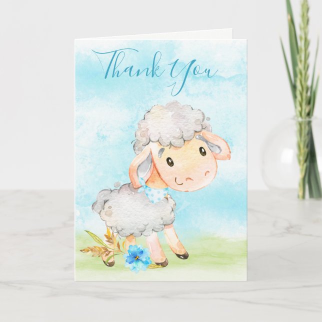 Carte Watercolor Boy Sheep Farm (Devant)