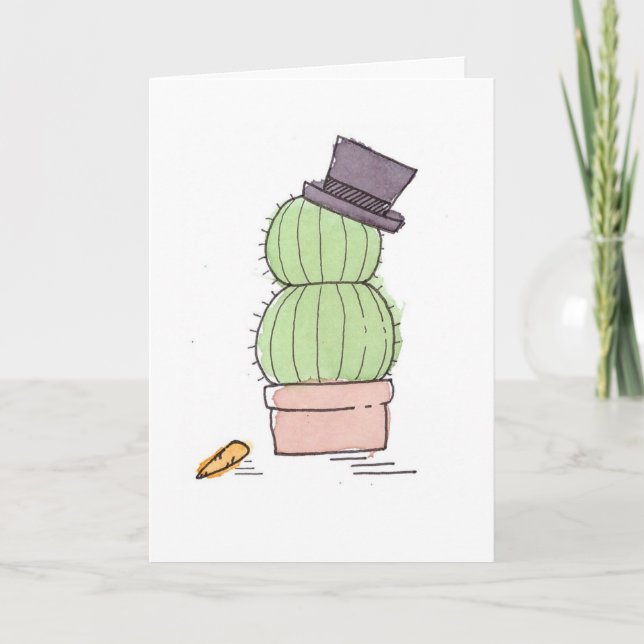 Carte Watercolor Cactus Snowman (Devant)