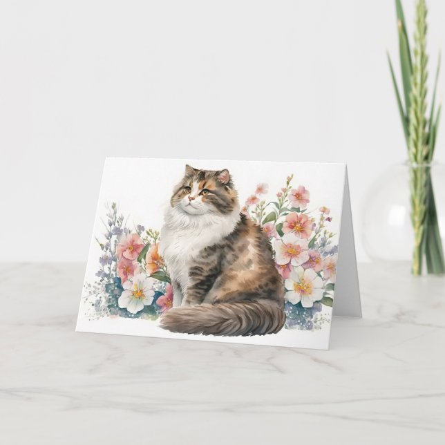 Carte Watercolor Chat s'en sortir bientôt (Devant)