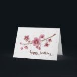 Carte Watercolor Cherry blossom Happy Birthday<br><div class="desc">Watercolor Cherry blossom Floral Happy Birthday Card .</div>