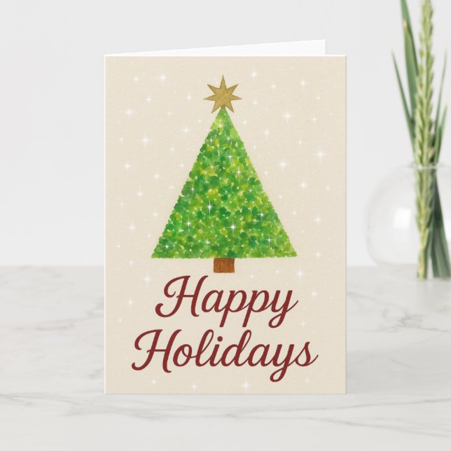 Carte Watercolor Christmas Tree (Devant)