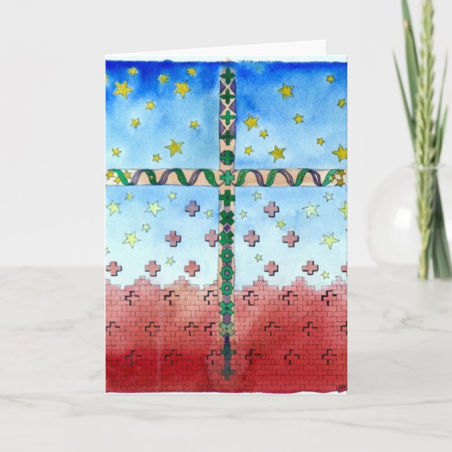 Carte Watercolor Cross Greeting Card (Devant)