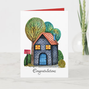 Carte Watercolor cute Home Sweet Home Art