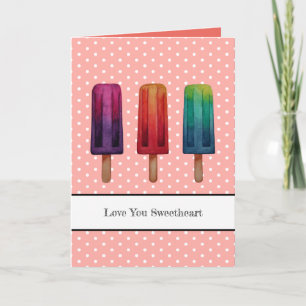 Carte Watercolor Cute Popsicle Glaces Creams