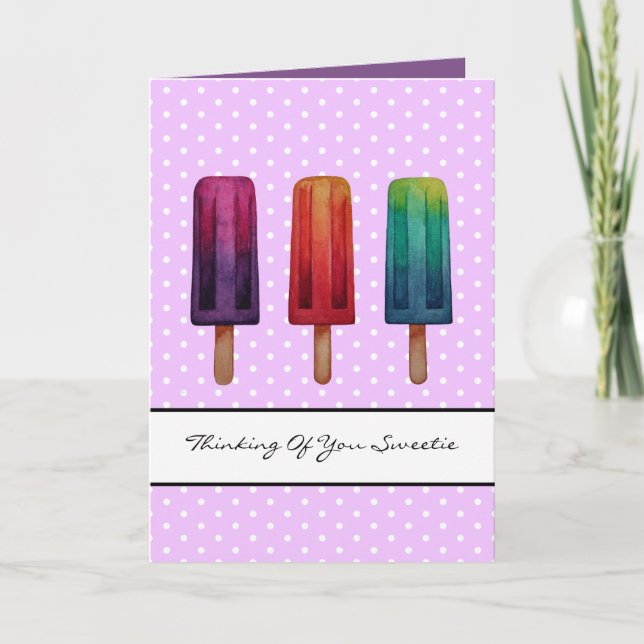 Carte Watercolor Cute Popsicle Glaces Creams (Devant)