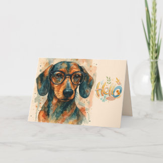 Carte Watercolor Dachshund Hello Greeting Card