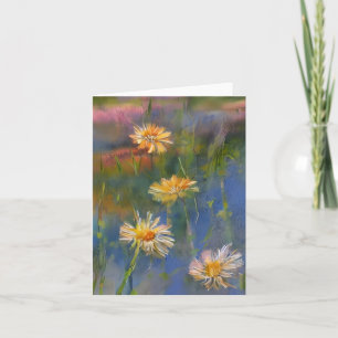 Carte Watercolor daisies and pond custom