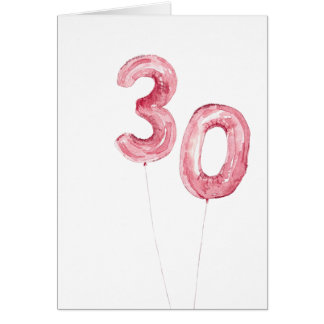 Carte Watercolor du 30e anniversaire des ballons