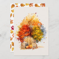 Watercolor Fall Chien Design - Golden Retriever
