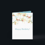 Carte Watercolor Floral Anniversaire<br><div class="desc">Envoyez des voeux d'anniversaire et des bénédictions d'anniversaire avec cette carte de voeux élégante pour un anniversaire, avec une réplique de mon art original à l'état stationnaire. Le design présente des fleurs délicates peintes à la main - des magnolias fleuris blanc aquarelle en bleu turquoise, vert et rose doux -...</div>