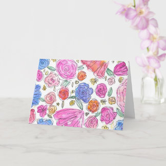 Carte Watercolor Floral Greeting Card (Blank Inside)