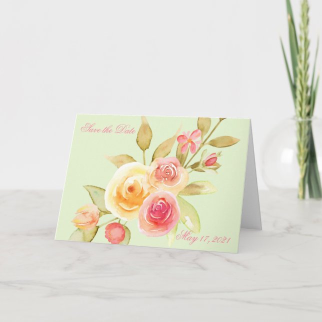 Carte Watercolor Garden Wedding Enregistrer La Date (Devant)