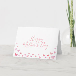 Carte Watercolor Hearts Happy Mother's Day Card
