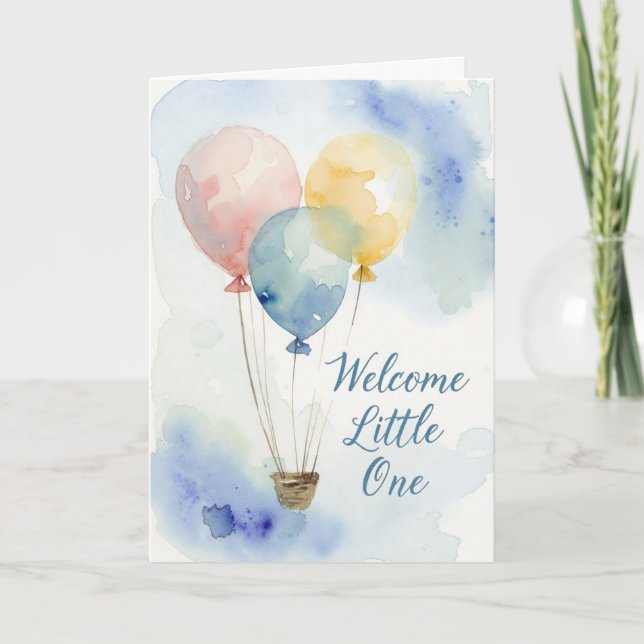 Carte Watercolor Hot Air Balloon Baby Shower Card (Devant)