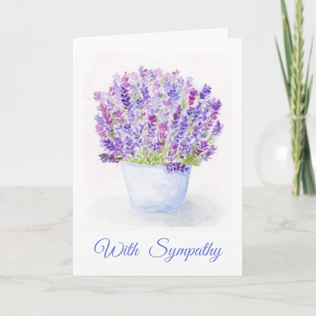 Carte Watercolor Lavender Floral Plant SYMPATHY  (Devant)