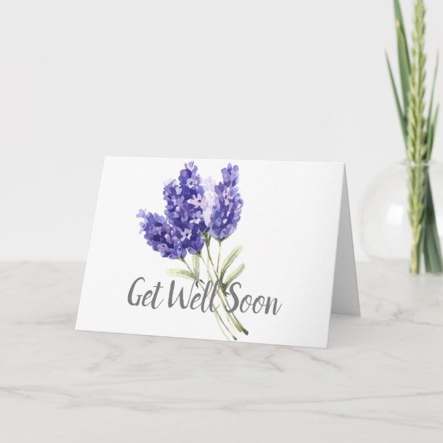 Carte Watercolor Lavender Flowers Get Well Bientôt (Devant)