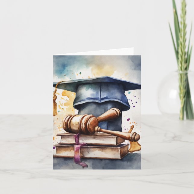 Carte Watercolor Law School Graduation Card-Casquette &  (Devant)
