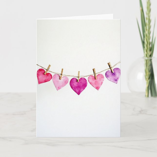 Carte Watercolor Love Hearts Card (Devant)