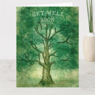 Carte Watercolor Oak Tree Get Well Bientôt