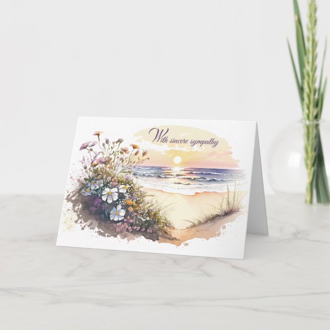 Carte Watercolor Ocean Beach for Sympathy (Devant)