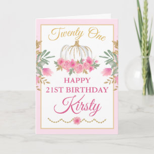 Carte Watercolor Pink Pumkin Gold Joyy Birthday