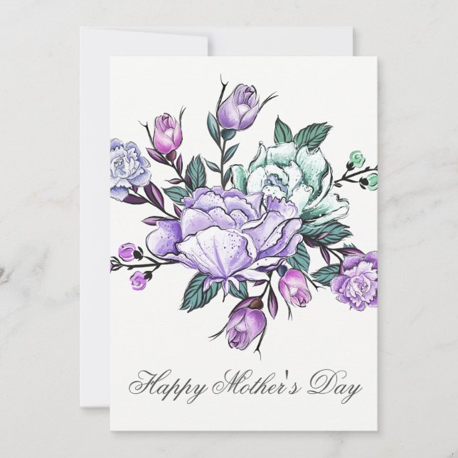 Carte Watercolor Purple Floral Mothers Day Card (Devant)