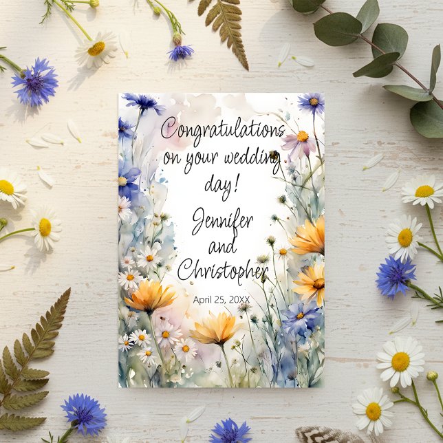 Carte Watercolor Spring Floral Wedding Congratulations (Créateur téléchargé)