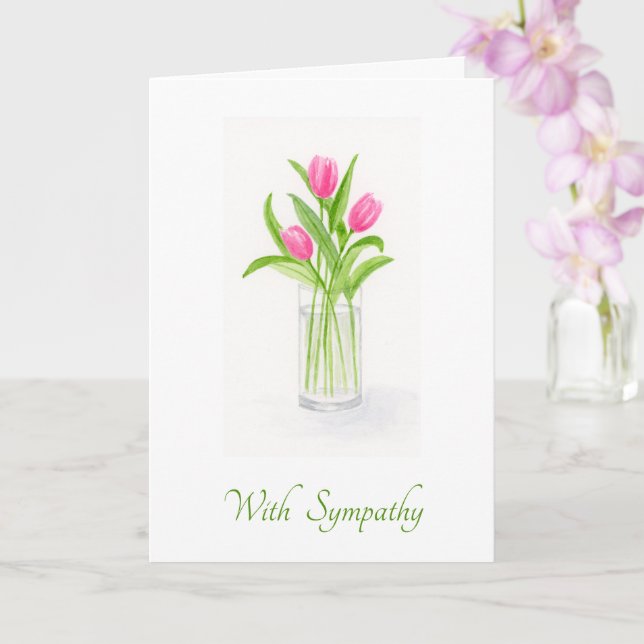 Carte Watercolor Tulip Floral in Vase SYMPATHY (Orchidée)
