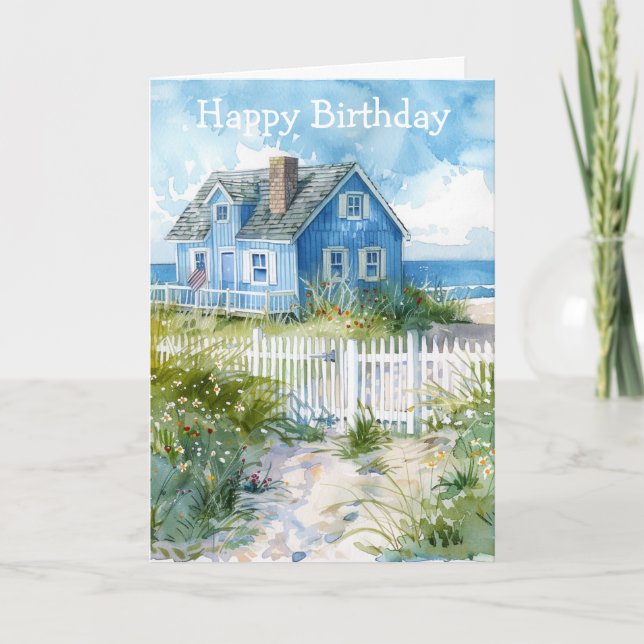 Carte Watercolour Beach Cottage (Devant)