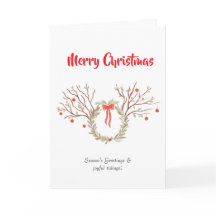 watercolour elegant christmas Folded Greeting Card