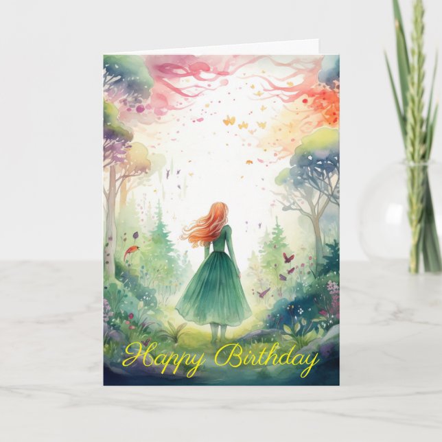 Carte Watercolour Forest Princess (Devant)