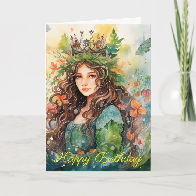 Carte Watercolour Forest Princess (Devant)