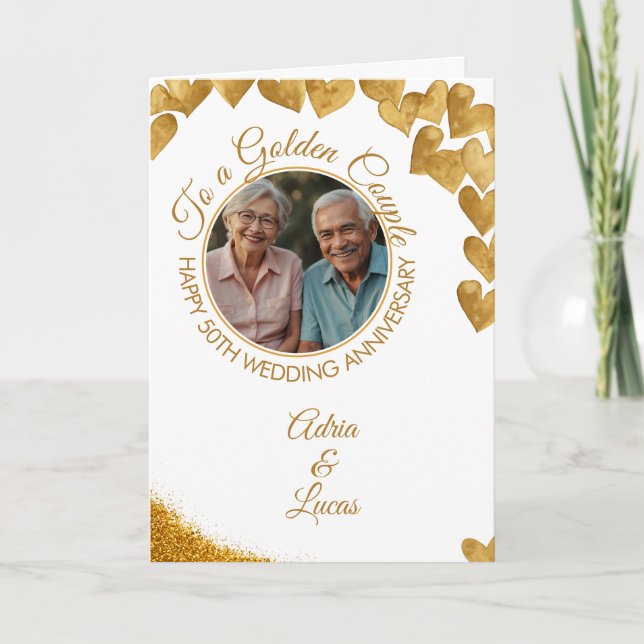 Carte Watermark Gold Heart 50e anniversaire de Mariage (Devant)