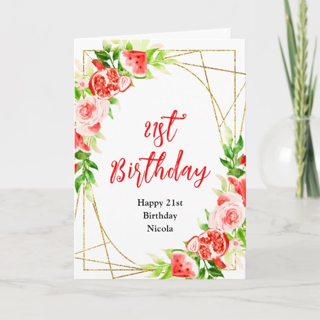 Carte Watermelon and Pomegranate Birthday (Devant)