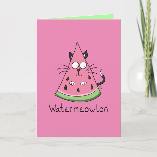 Carte Watermelon Chat Cute Kids (Devant)