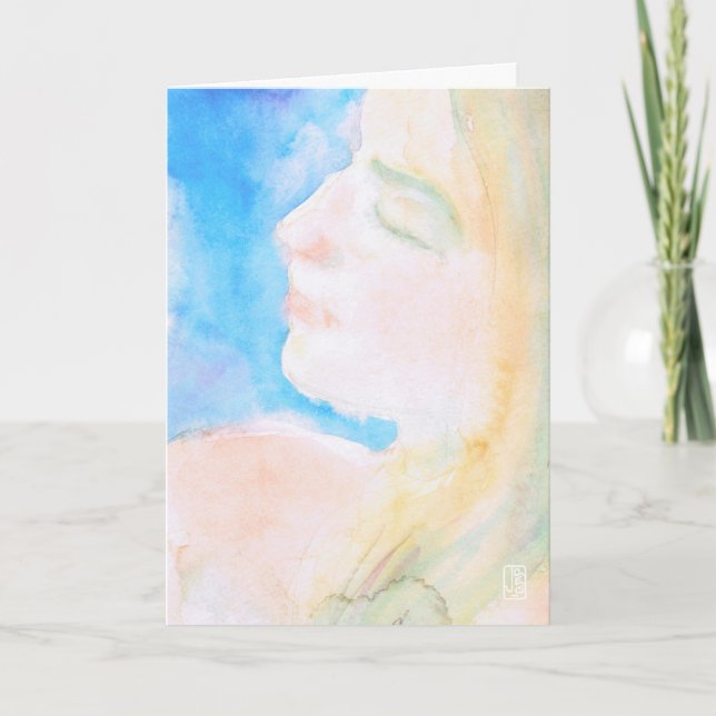 Carte Watery Watercolor Femme Voix romantique (Devant)