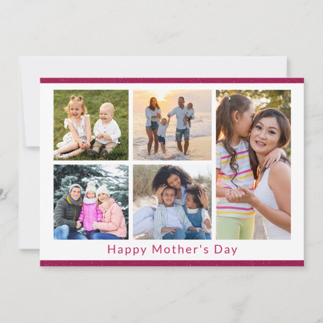 Carte We Love You Mom 5 Photo Collage Parties scintillan (Devant)